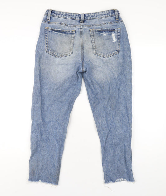 Denim & Co. Womens Blue Cotton Straight Jeans Size 10 L25 in Regular Zip