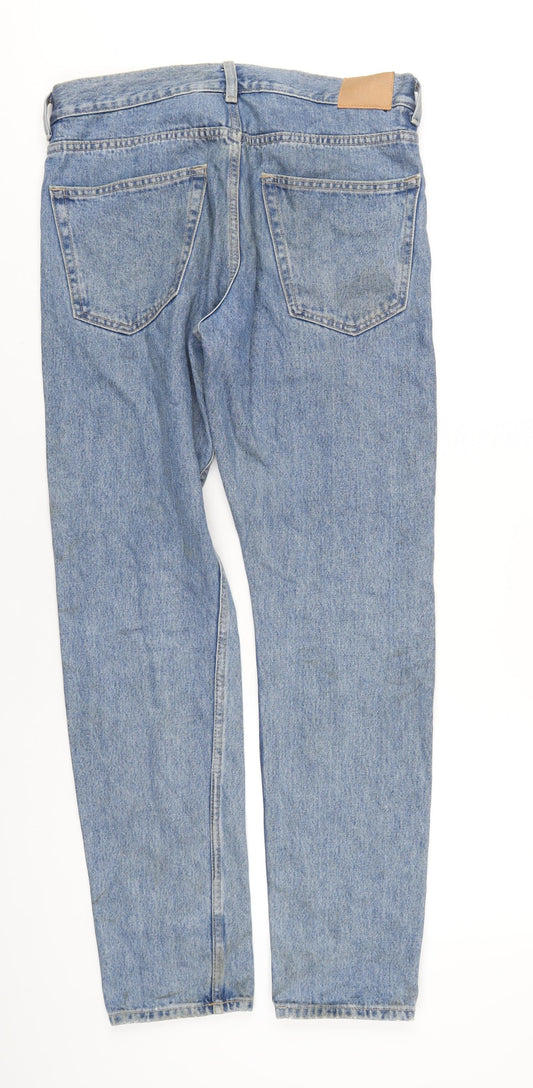 Weekday Mens Blue Cotton Straight Jeans Size 30 in L32 in Regular Button