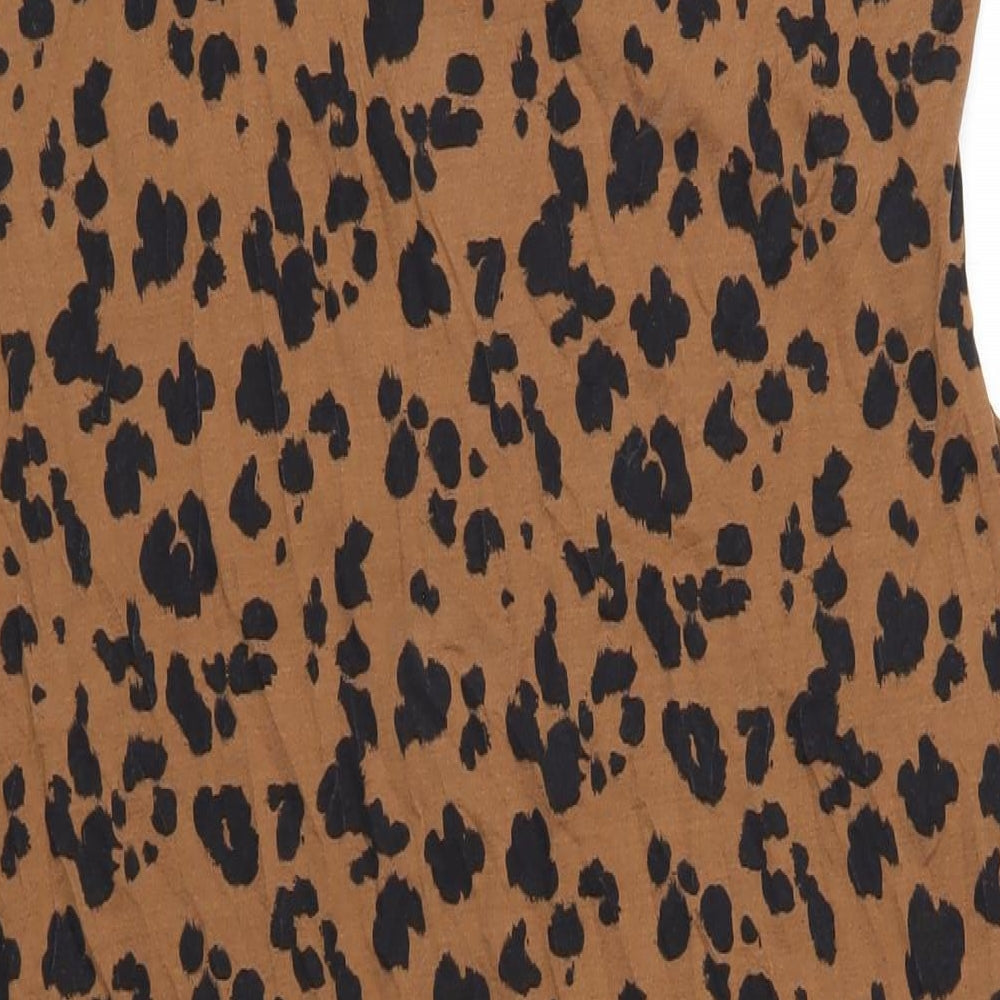 Marks and Spencer Womens Brown Geometric Viscose A-Line Size 24 Round Neck Pullover