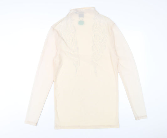 ASOS Womens Beige Polyester Bodycon Size M Mock Neck Pullover