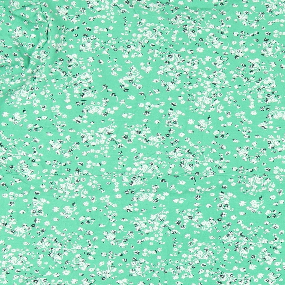 Marks and Spencer Womens Green Floral Viscose A-Line Size 24 Round Neck Pullover