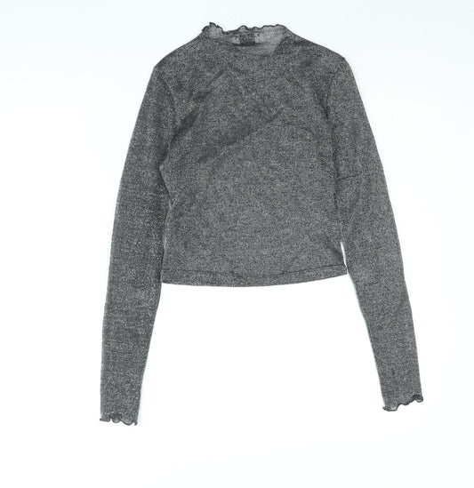 Womens UK Size XS NA-KD Silver Basic Blouse
