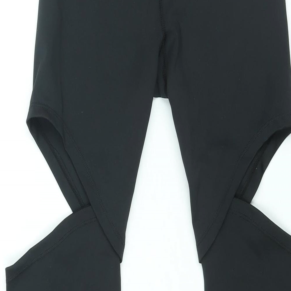 ASOS Womens Black Polyester Compression Leggings Size 8 L26 in Regular Pullover - Cut Out Detail