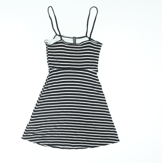 Divided by H&M Womens Black Striped Viscose A-Line Size 6 Square Neck Pullover