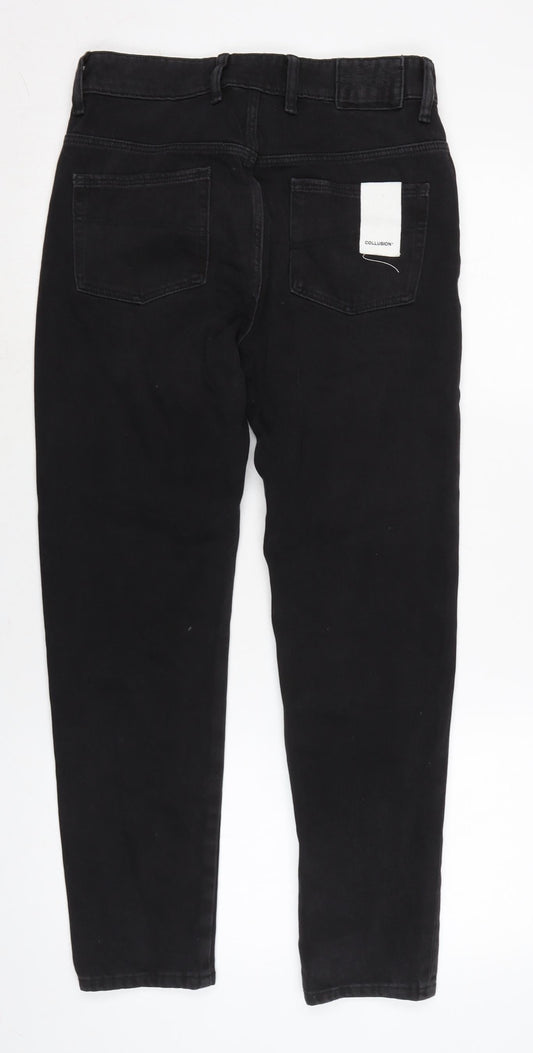 COLLUSION Mens Grey Cotton Tapered Jeans Size 28 in L27 in Regular Zip