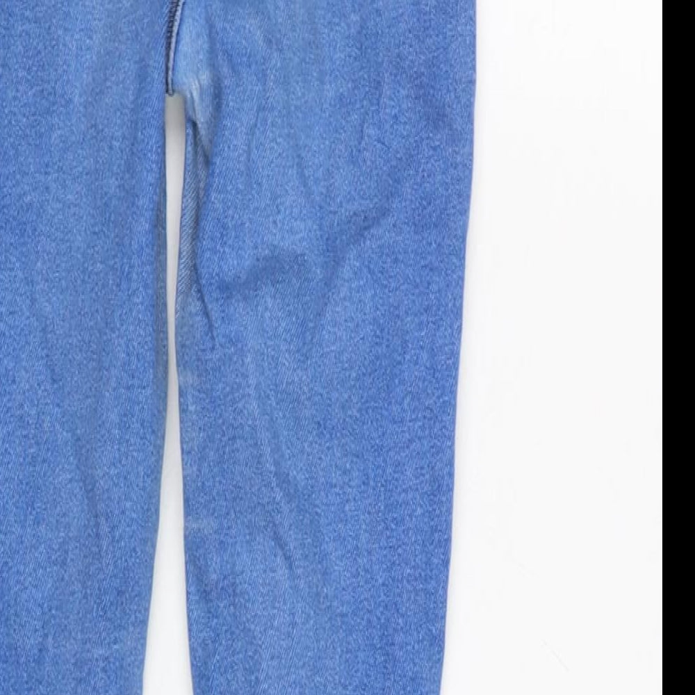 New Look Womens Blue Cotton Blend Straight Jeans Size 8 L26 in Regular Zip - Raw Hem