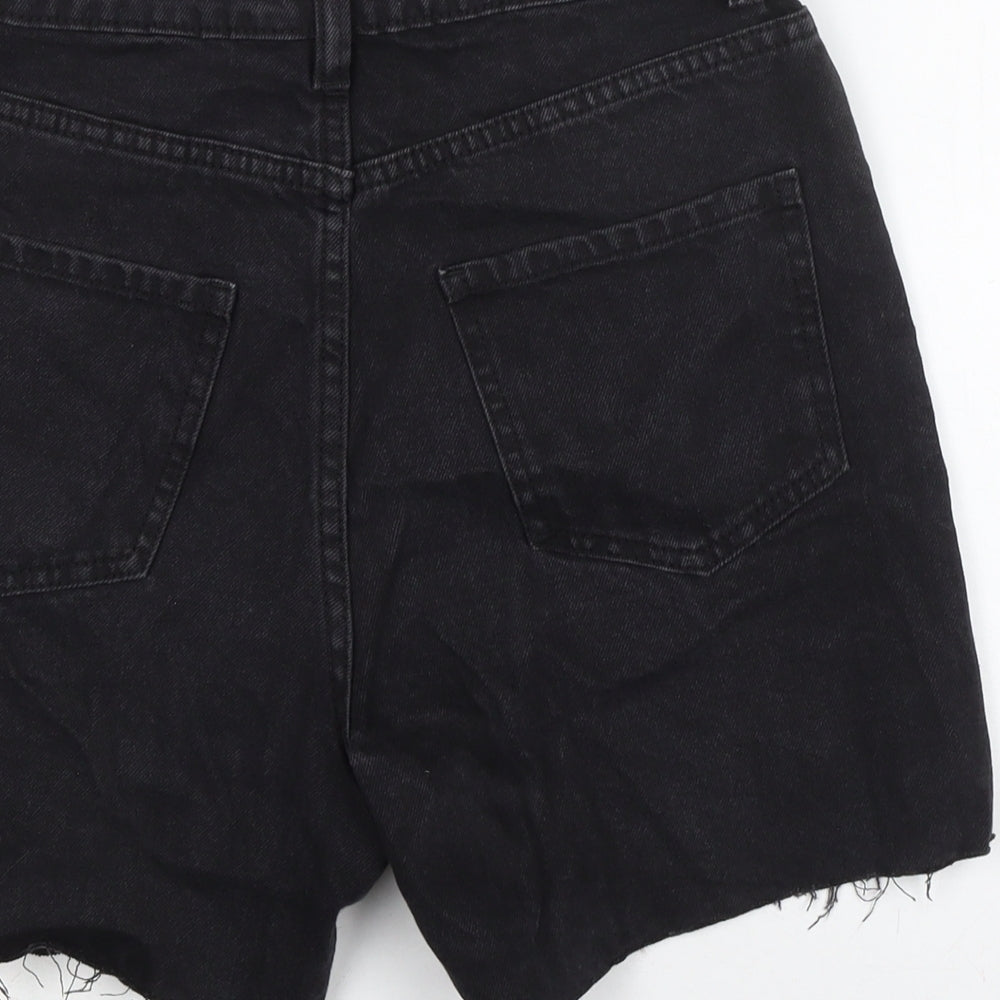 Denim & Co. Womens Grey Houndstooth Cotton Cut-Off Shorts Size 8 Regular Zip