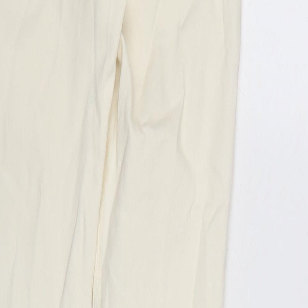 Denim & Co. Womens Ivory Cotton Blend Straight Jeans Size 8 L30 in Regular Zip - Vented at bottom.