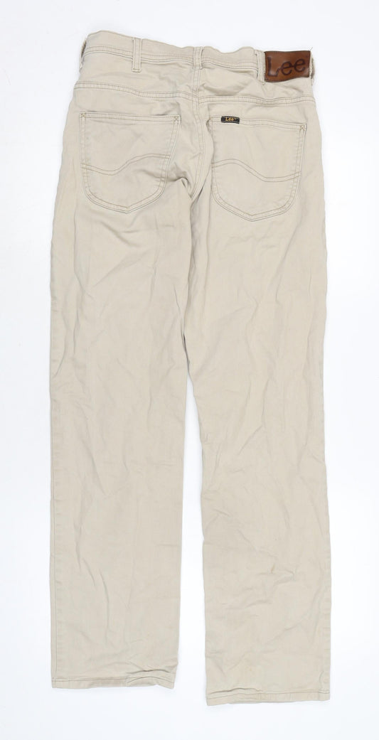 Lee Mens Beige Cotton Flared Jeans Size 26 in L31 in Regular Zip