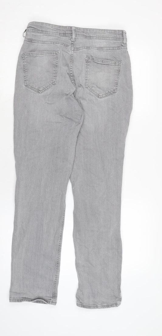 Mens UK Size 28 in Denim & Co. Regular Fit Straight Grey Jeans