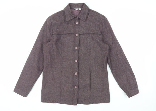 Additional front view of Oscar B. women’s purple jacket, size UK 12, button - lightweight
