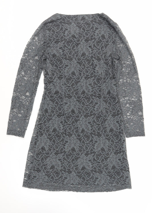 Saint Tropez Womens Grey Polyamide A-Line Size M V-Neck Zip