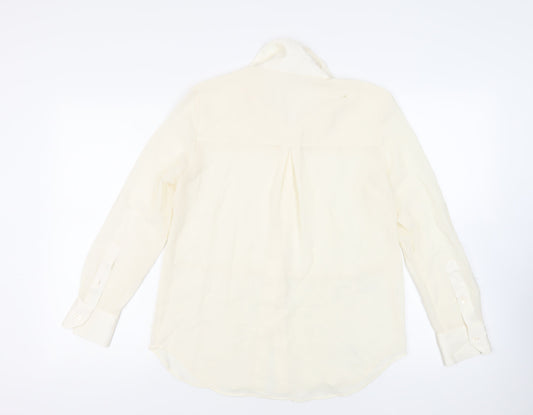 Womens UK Size S Mango Ivory Basic Button-Up