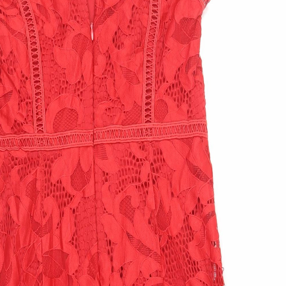 NEXT Womens Red Nylon Mermaid Size 8 Roll Neck Button