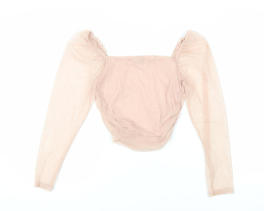 Womens UK Size 8 PRETTYLITTLETHING Pink Cropped Blouse