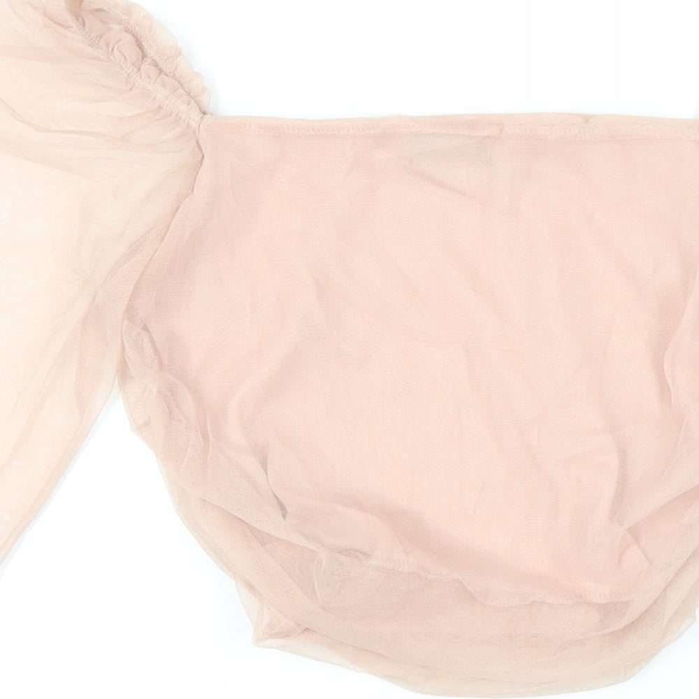 Womens UK Size 8 PRETTYLITTLETHING Pink Cropped Blouse