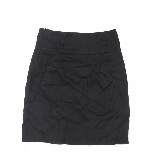 Coast Womens Black Viscose A-Line Skirt Size 10 Zip - Lined