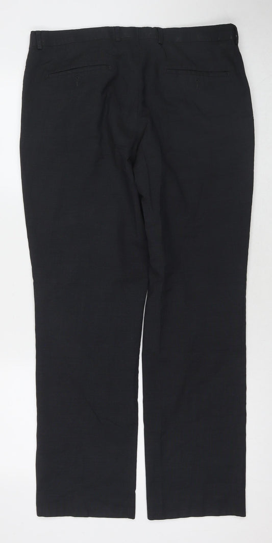 NEXT Mens Grey Wool Trousers Size 38 in L30 in Regular Zip