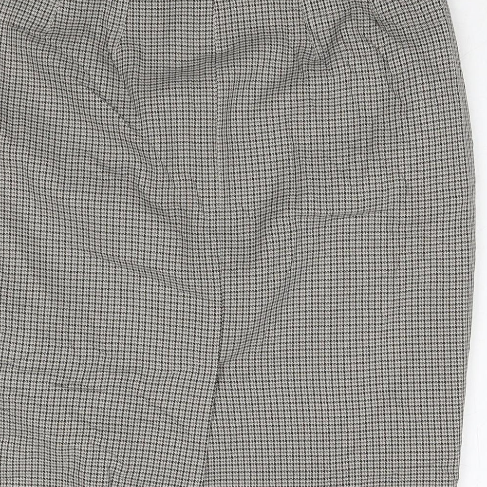 Marks and Spencer Womens Beige Check Polyester A-Line Skirt Size 10 Zip