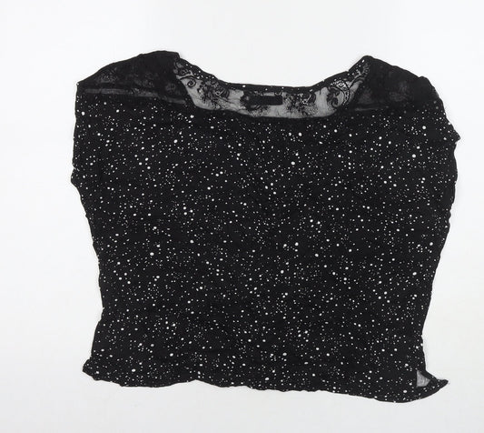 Womens UK Size L Garage Black Basic T-Shirt