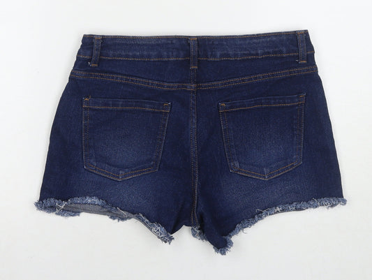 Denim & Co. Womens Blue Cotton Cut-Off Shorts Size 12 L3 in Regular Zip