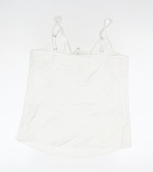 Miss Selfridge Womens White Polyester Basic Tank Size 6 V-Neck