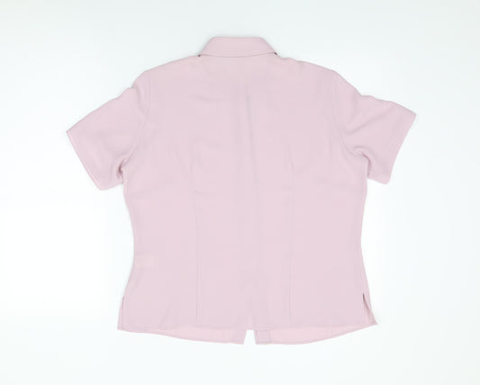 Marks and Spencer Womens Pink Polyester Basic Button-Up Size 14 Collared