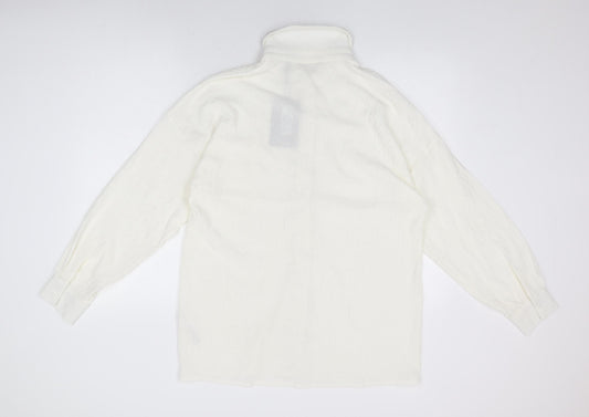 Womens UK Size 12 PRETTYLITTLETHING White Basic Button-Up