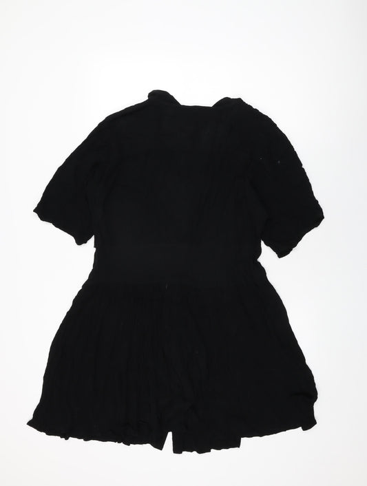 ASOS Womens Black Viscose Shift Size 10 V-Neck Button