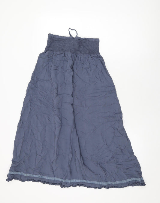 Miz Dee Womens Blue Polyester Swing Skirt Size L Drawstring