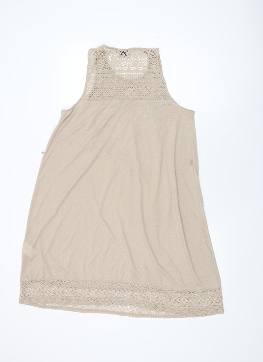 H&M Womens Beige Viscose Shift Size M Round Neck Pullover