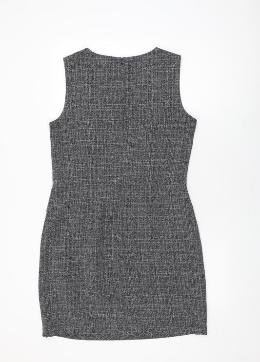 Sandwich Womens Grey Polyester Shift Size 10 V-Neck Zip