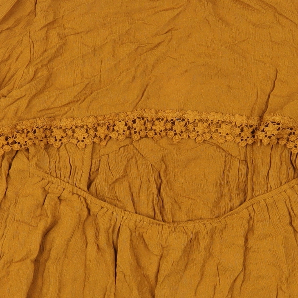 FOREVER 21 Womens Yellow Viscose A-Line Size S V-Neck Pullover