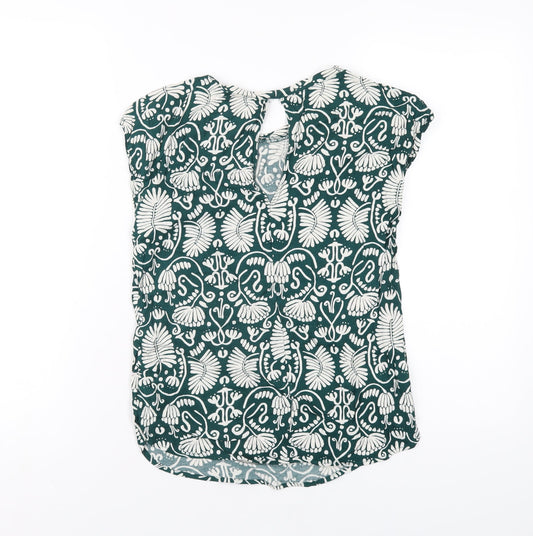 Womens UK Size 4 H&M Green Basic T-Shirt