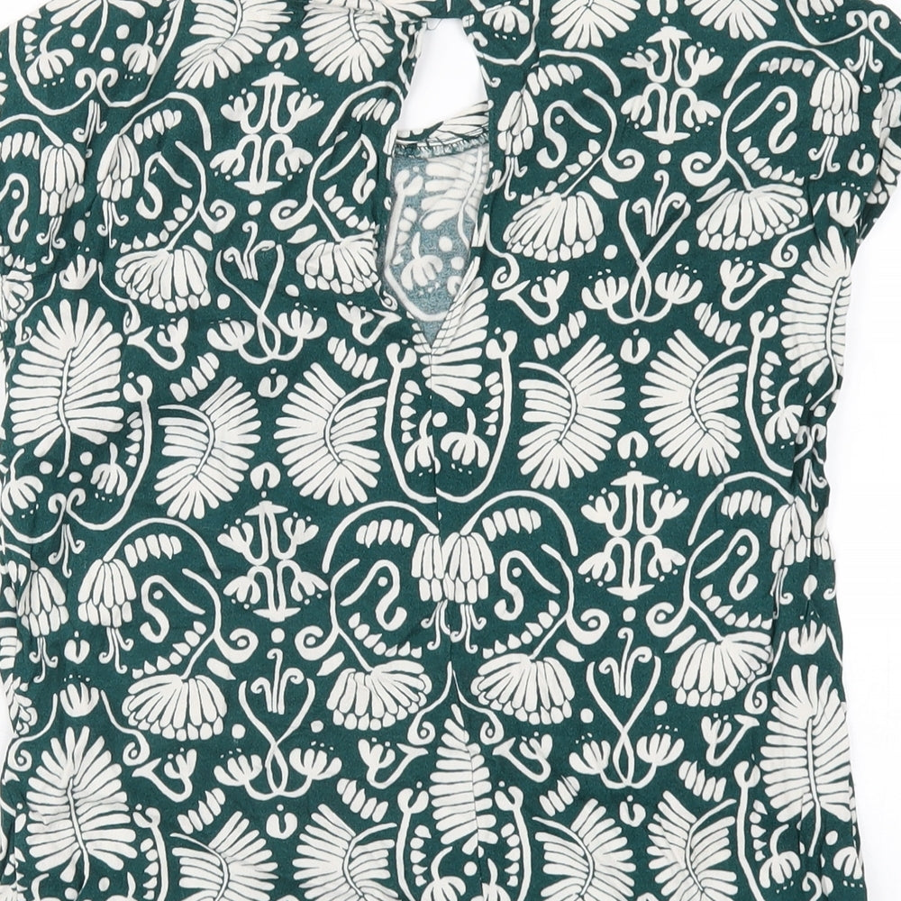 Womens UK Size 4 H&M Green Basic T-Shirt