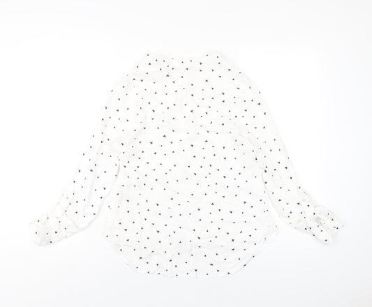 Marks and Spencer Womens White Geometric Viscose Basic Blouse Size 8 V-Neck