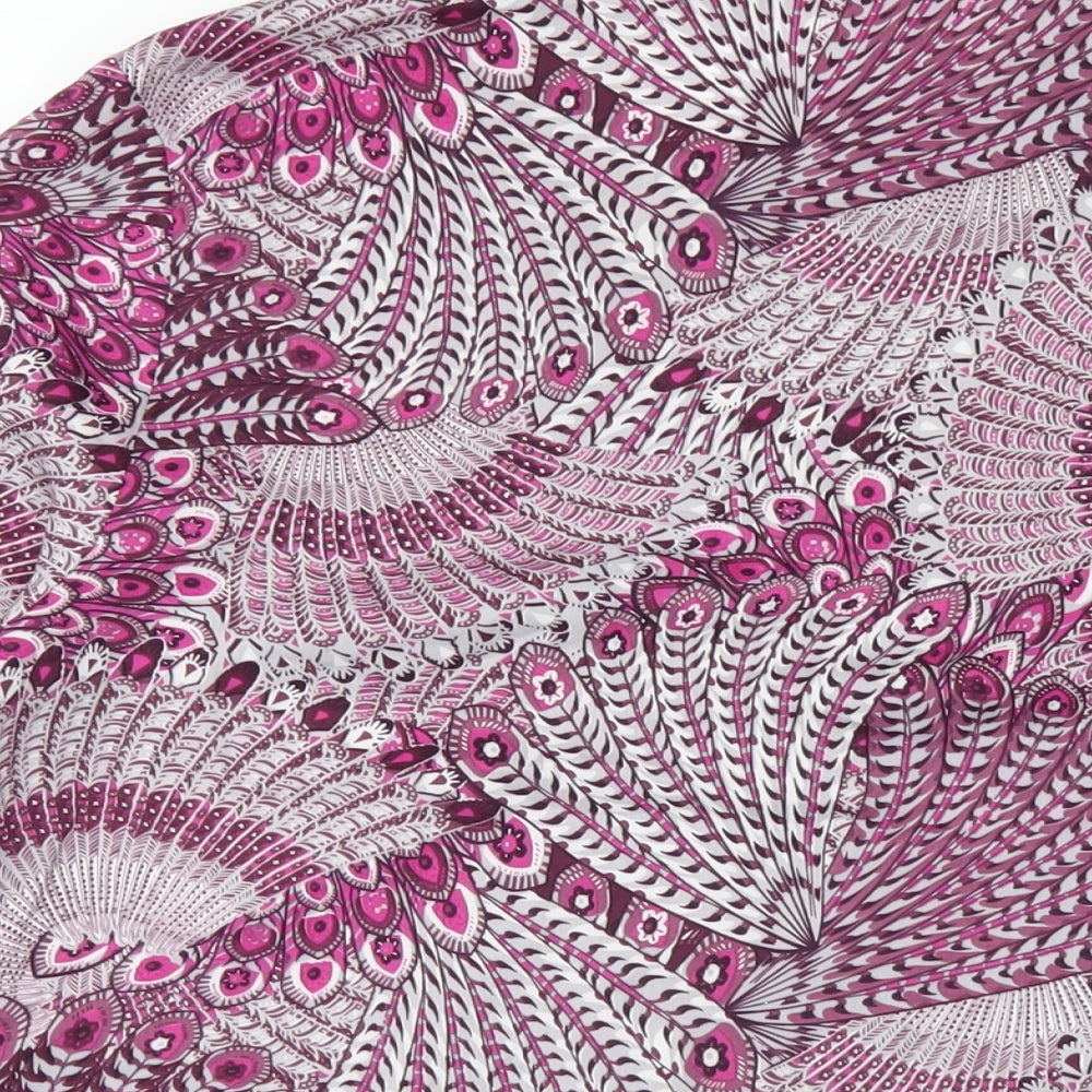 Damart Womens Purple Geometric Polyester Basic Blouse Size 18 V-Neck