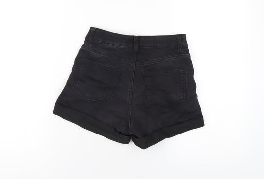 H&M Womens Black Cotton Boyfriend Shorts Size 6 Regular Zip