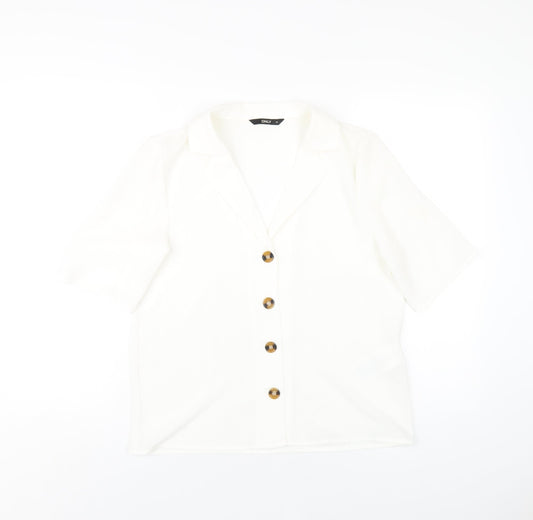 Womens UK Size 8 Only White Basic Button-Up