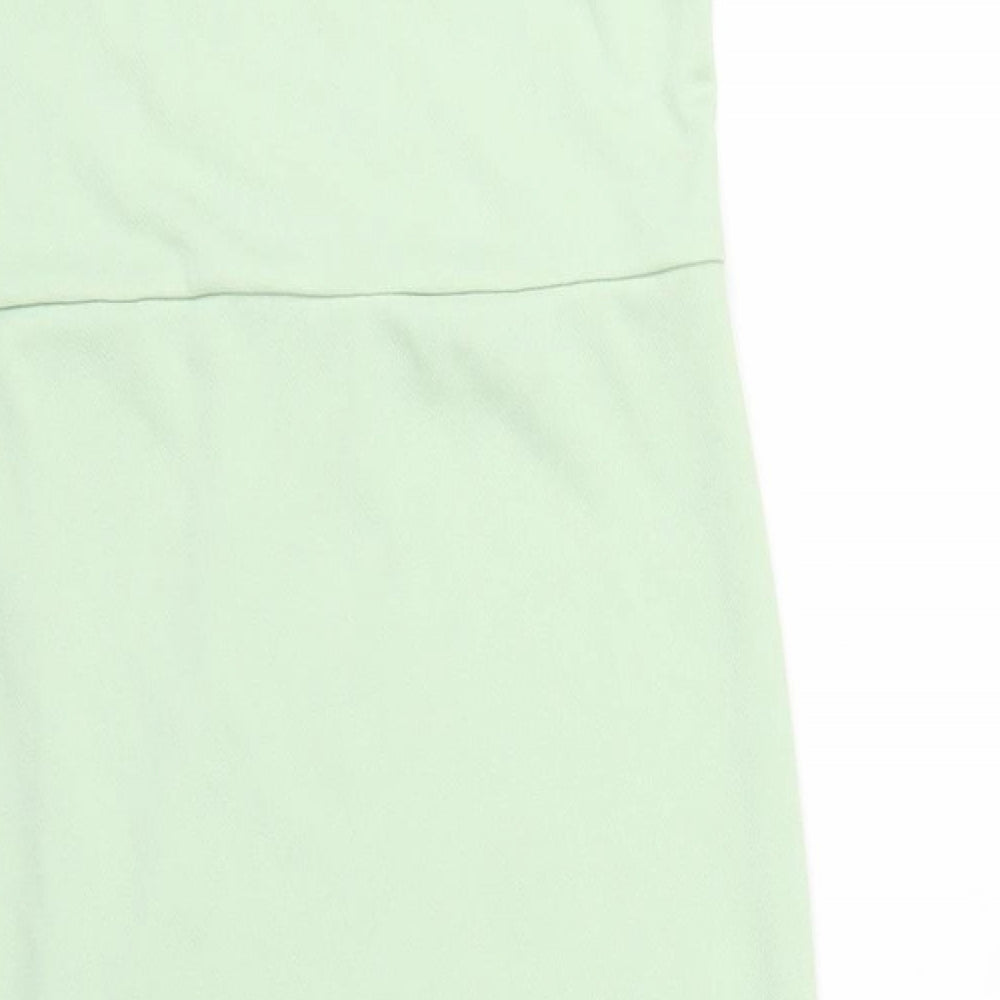PRETTYLITTLETHING Womens Green Polyester Bodycon Size 14 One Shoulder Pullover