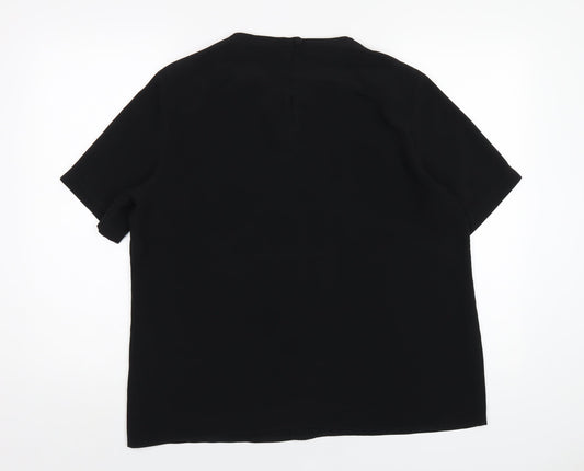 Bonmarché Womens Black Polyester Basic T-Shirt Size 18 Round Neck