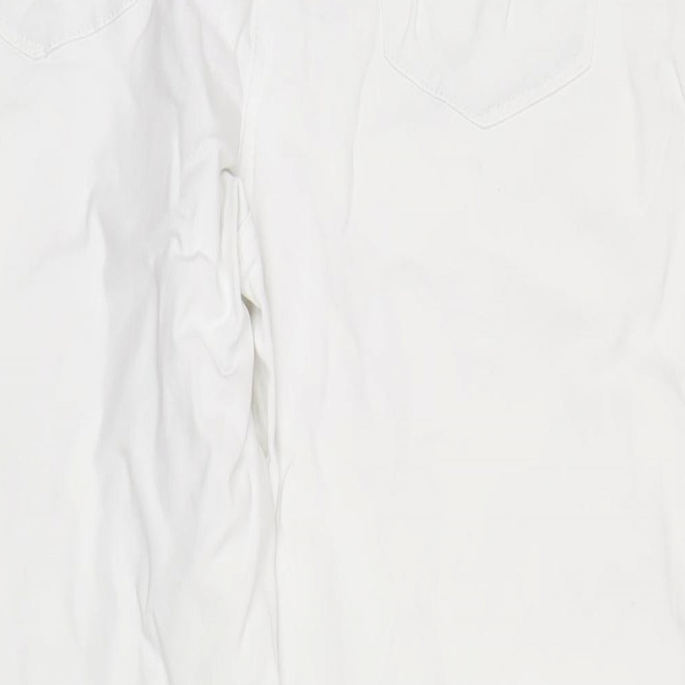 M&Co Womens White Cotton Straight Jeans Size 18 L30 in Regular Zip