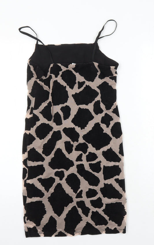 Topshop Womens Multicoloured Animal Print Polyester Bodycon Size 8 Square Neck