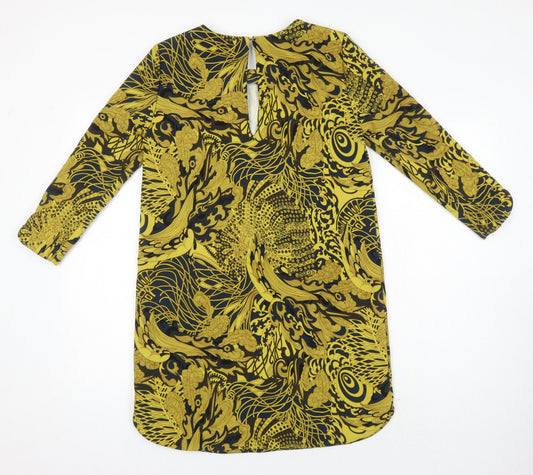 H&M Womens Multicoloured Geometric Polyester Shift Size 8 Round Neck
