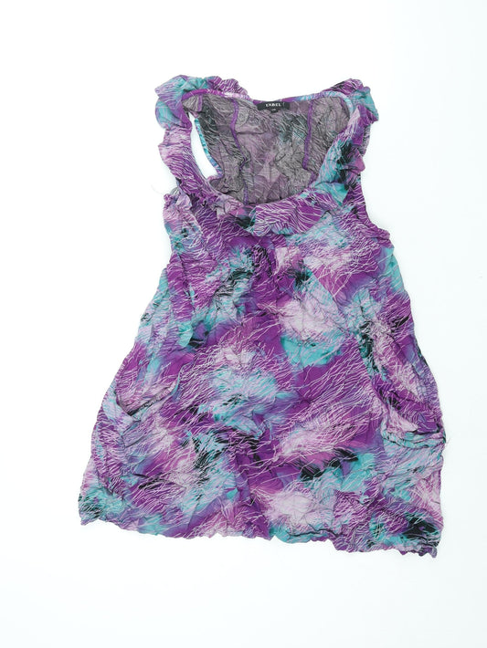 Additional front view of Izabel women’s multicoloured geometric viscose camisole blouse, size 2XL, scoop neck - pocket
