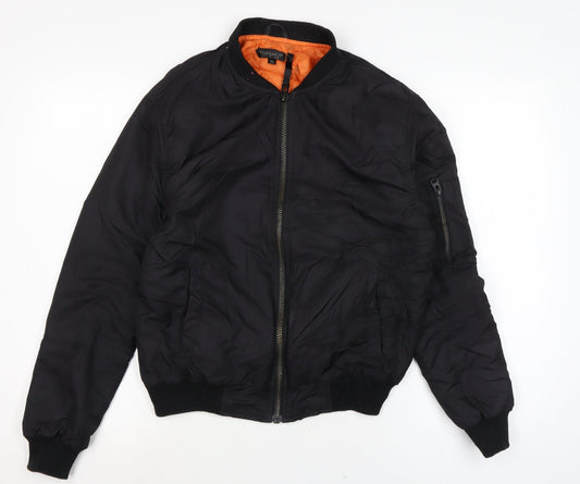 Womens UK Size 6 Topshop Black Bomber Jacket