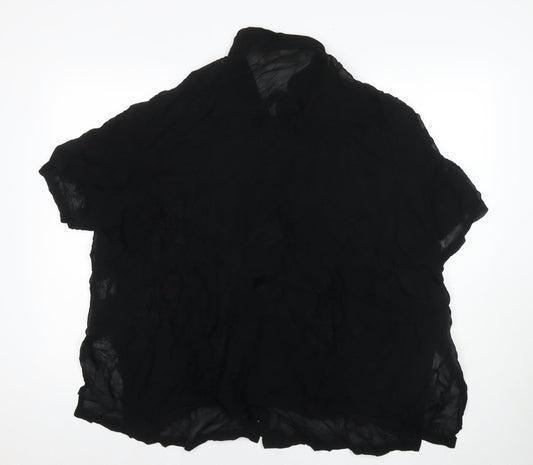 Ann Harvey Womens Black Floral Viscose Basic Button-Up Size 26 Collared - Size 26-28