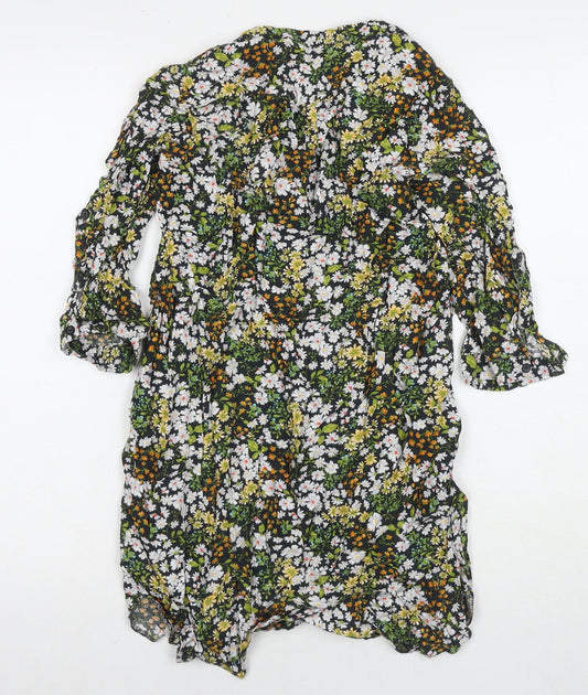 Dorothy Perkins Womens Multicoloured Floral Viscose Shirt Dress Size 10 Collared Button