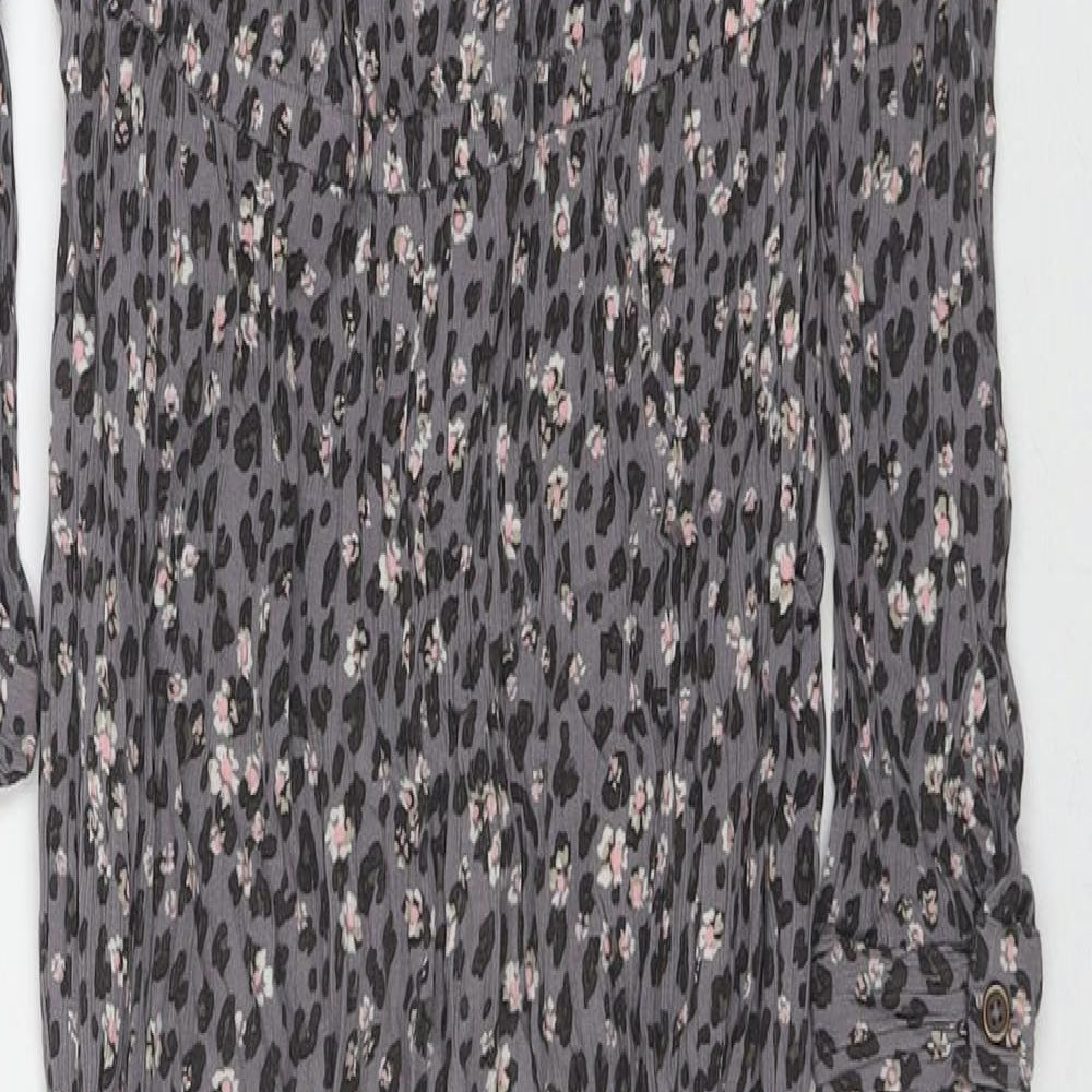 NEXT Girls Grey Floral Viscose Jumpsuit One-Piece Size 11 Years L20 in Button