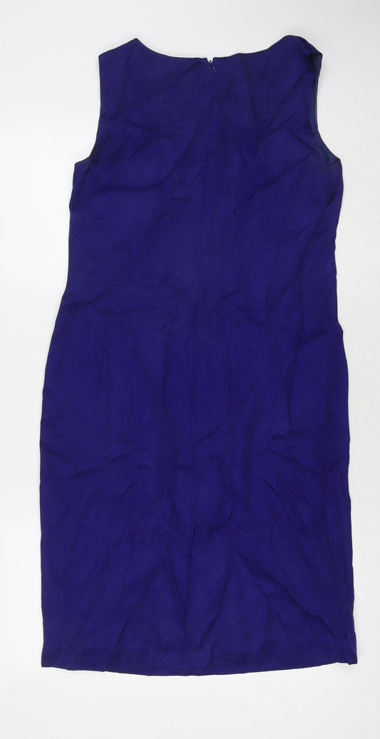 Precis Womens Blue Viscose A-Line Size 12 Round Neck Zip